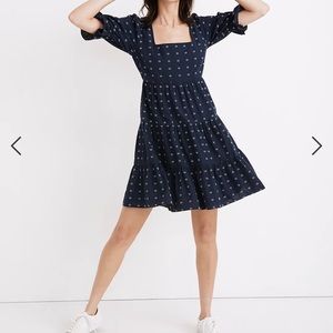 Madewell Square Neck Puff Sleeve Babydoll Dress